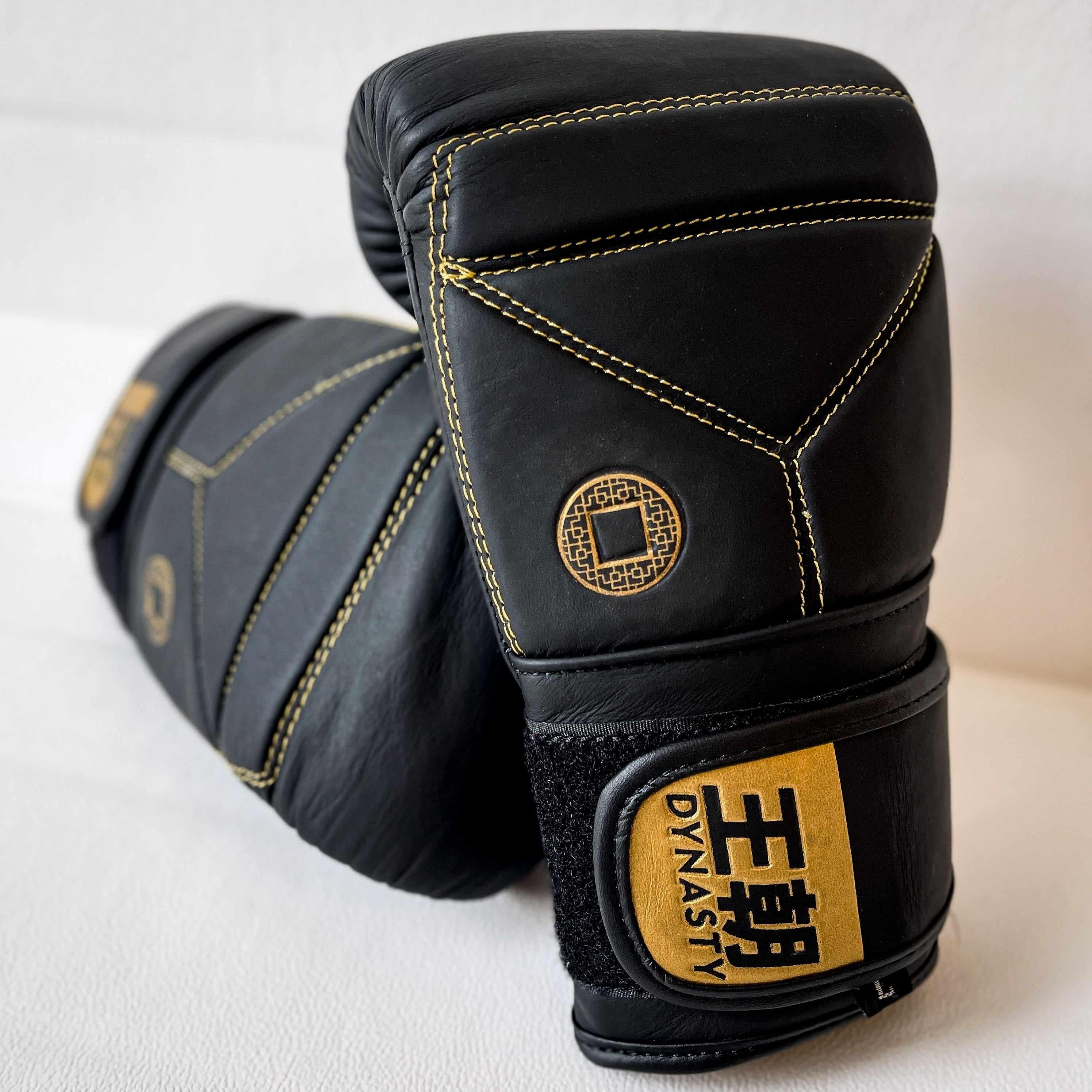 Dynasty Diamond Pro Old School Boxing Bag Gloves (Matte Black)-Boxing Gloves - Dynasty Clothing MMA