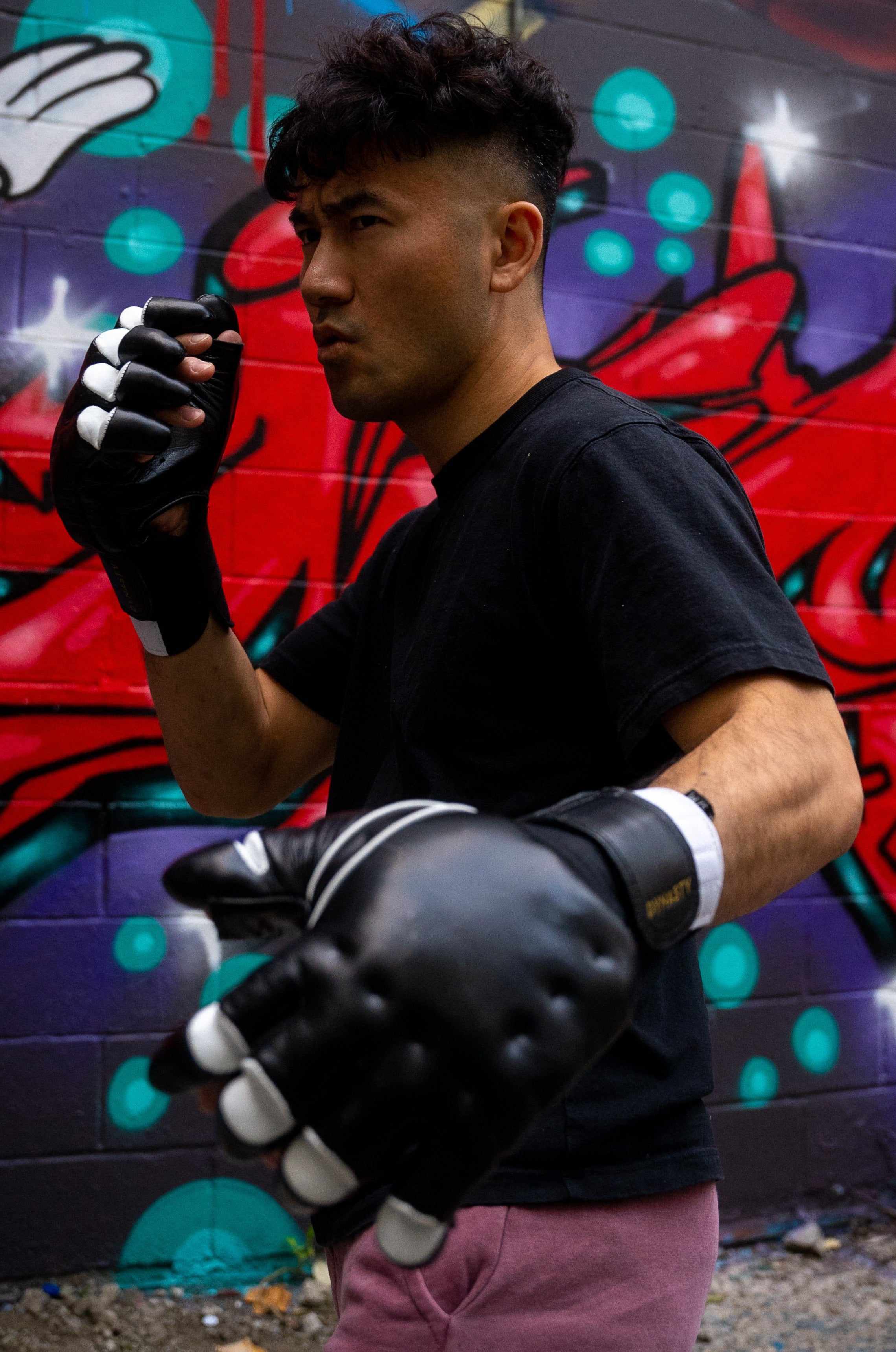 "Enter The Dragon" Old School Kung Fu Combat Gloves (Black)-MMA Gloves - Dynasty Clothing MMA