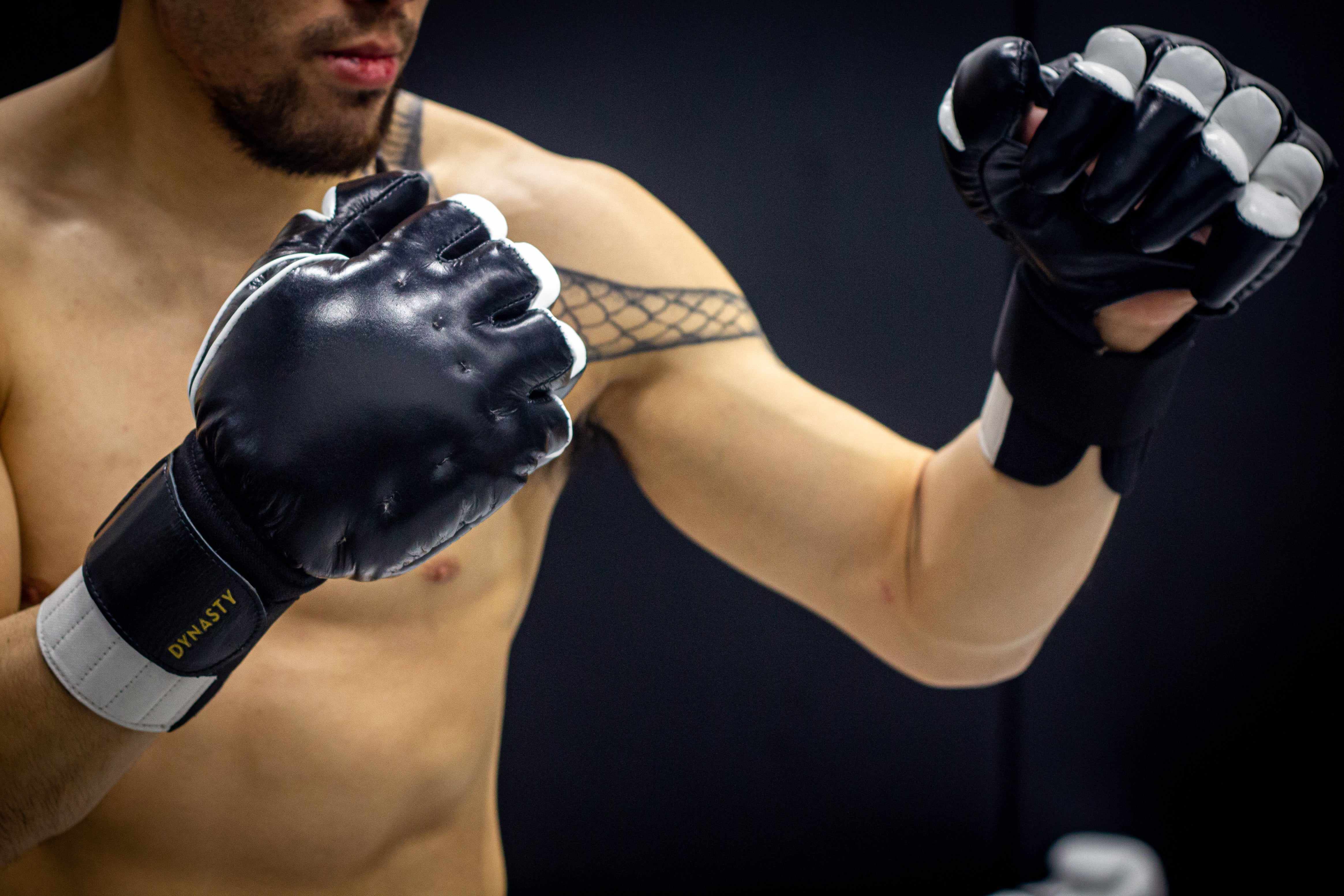 "Enter The Dragon" Old School Kung Fu Combat Gloves (Black)-MMA Gloves - Dynasty Clothing MMA