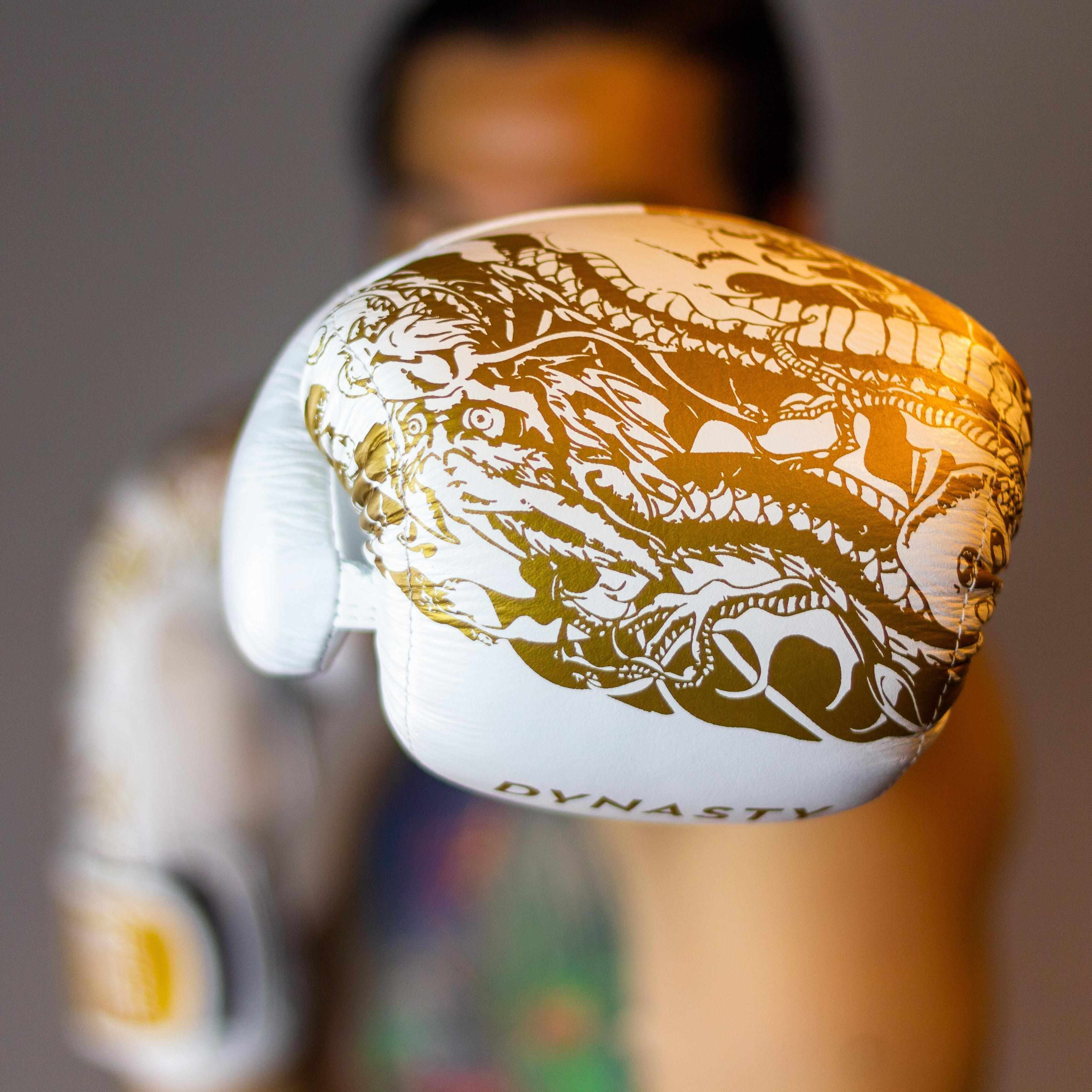 Dueling Dragons 2 Boxing Gloves (White) – Dynasty Clothing