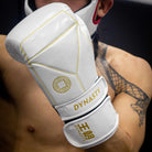 Dynasty Diamond Pro Training Gloves (White / Gold)-Boxing Gloves - Dynasty Clothing MMA