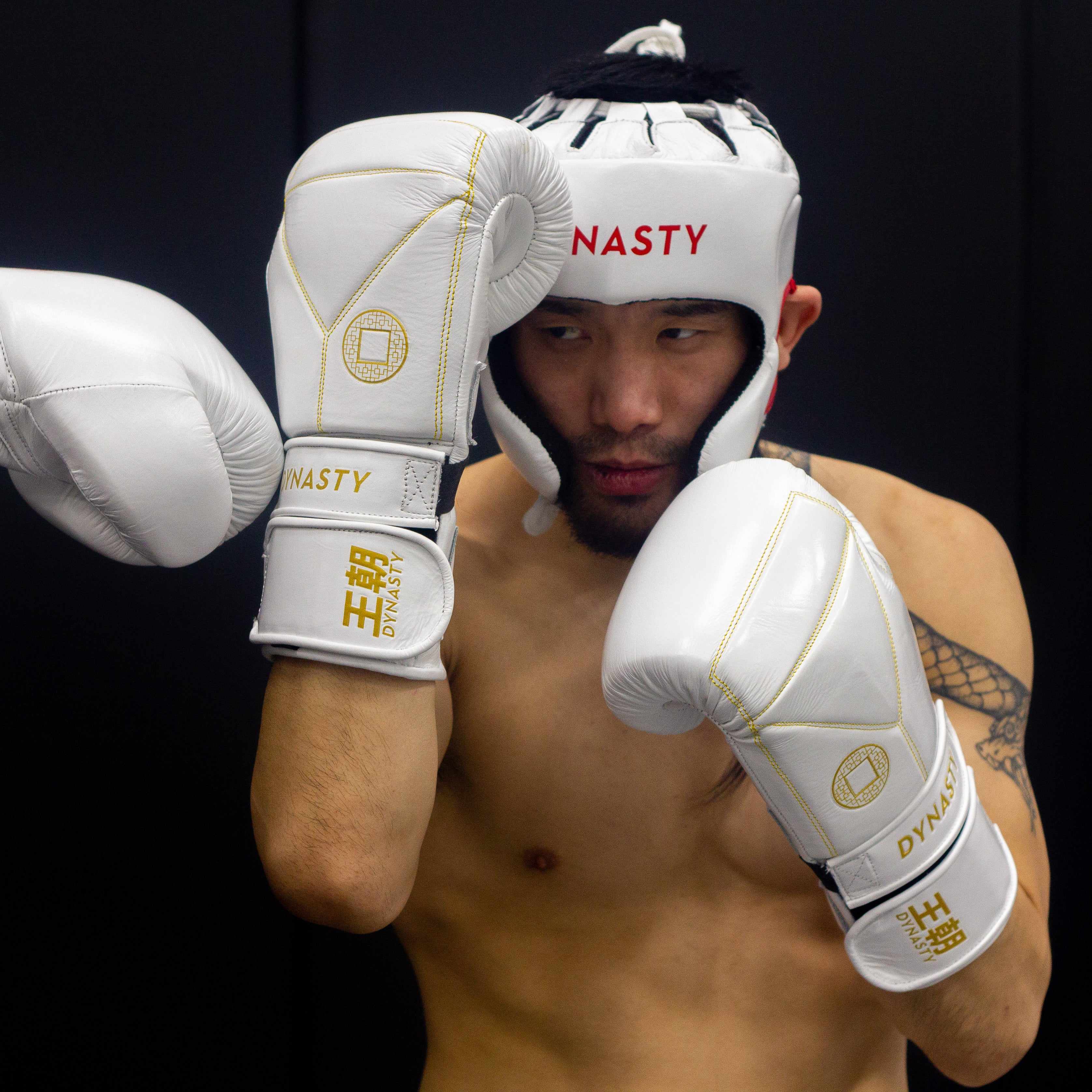 Dynasty Diamond Pro Training Gloves (White / Gold)-Boxing Gloves - Dynasty Clothing MMA