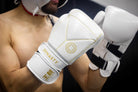 Dynasty Diamond Pro Training Gloves (White / Gold)-Boxing Gloves - Dynasty Clothing MMA