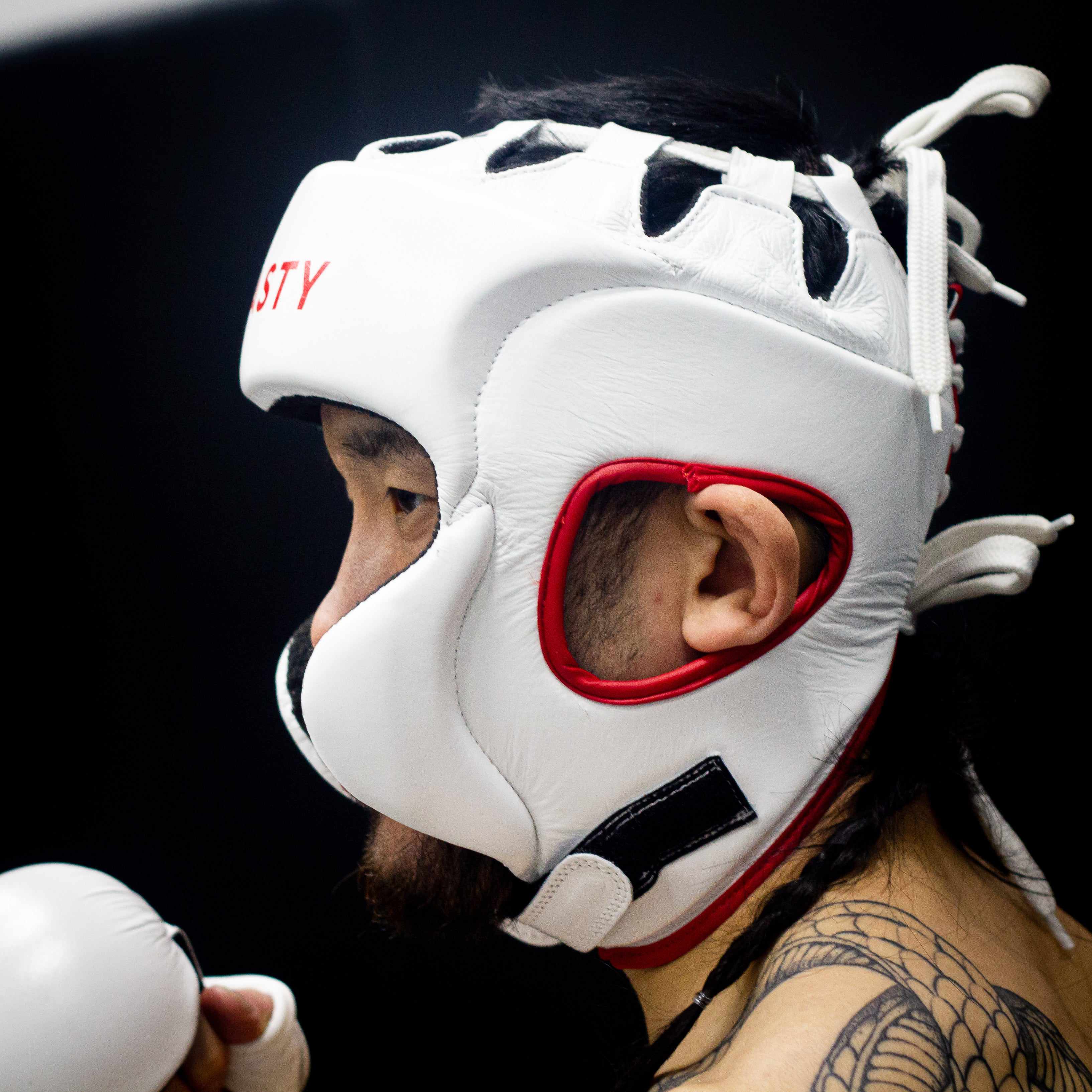 Dynasty Ultralight Pro MMA Headgear (White / Red)-Headgear - Dynasty Clothing MMA