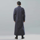 Neo Classic Pinstripe Cheongsam Navy Robe-Neo Dynasty - Dynasty Clothing MMA